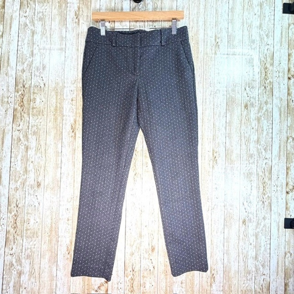 LOFT Marisa Trousers Women 4 Gray Pin Dot Straight Leg Business Casual Pant